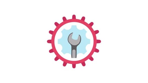 Flat Design Gear and Wrench Settings Icon Animation
