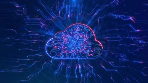 Futuristic Cloud Technology Circuit Board Loop Background