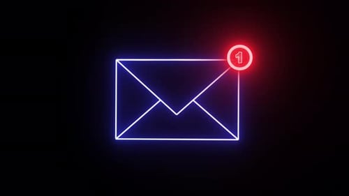 Neon Email Icon with Notification Animation