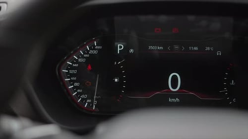 Modern Car Dashboard Digital Display Close Up