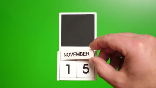 November Fifteenth Marked on White Block Calendar