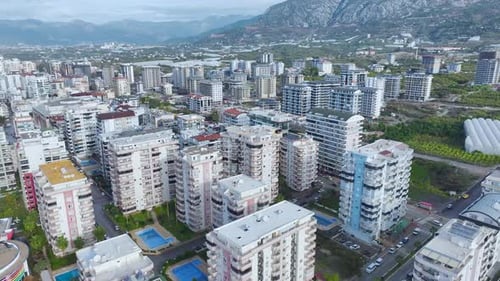 Aerial Video Beautiful Cityscape with the Ocean in the Background Captured From a High Viewpoint