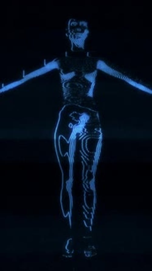 Futuristic Rotating Human Hologram Outline Animation
