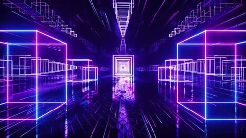 4K Cooler quadratischer Neon-Technologie-Weltraumhintergrund