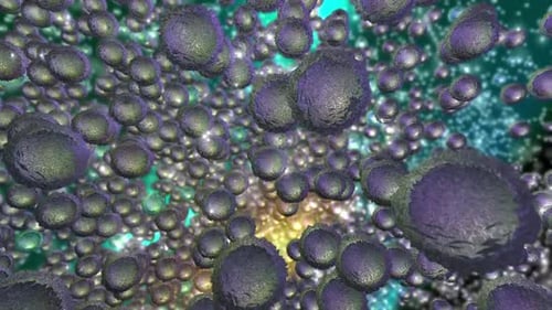 Floating Purple Textured Cells Abstract Science Background