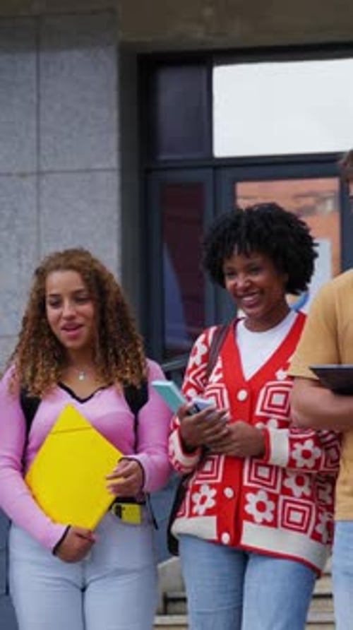 Diverse Group of University Students Walking Together