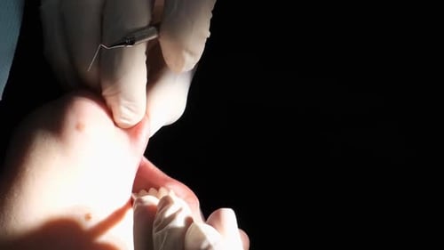 The Process of Treating the Patient's Teeth with a Crown Torch Vertical Video