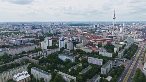 Aerial view revealing berlin city centre , Germany