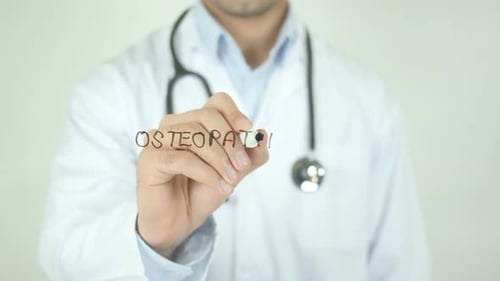 Osteopath, Doctor Writing on Transparent Screen