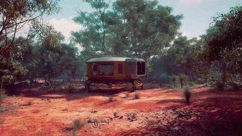 Modern Glass and Plastic Building Blending with Nature