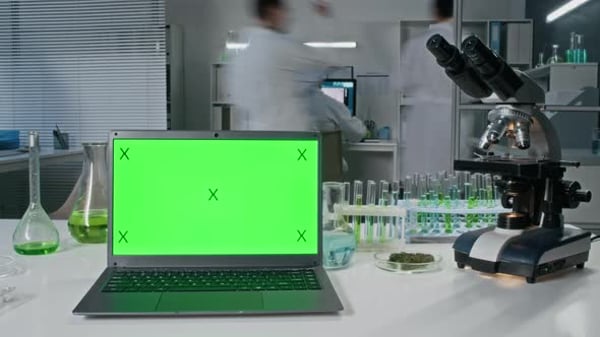 Scientists working in a lab with microscopes and beakers, Time Lapse ...