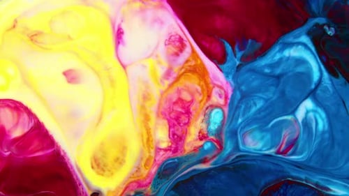 Abstract Footage of Colorful Paint Swirling and Mixing