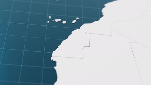 Destaque con azul el mapa 3D del Sáhara Occidental con puntero rodeado de otros países en