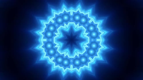Abstract Blue Geometric Neon Kaleidoscope Loop Background