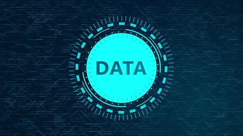 Concept DATA futuriste avec éléments HUD rotatifs et conception de circuits