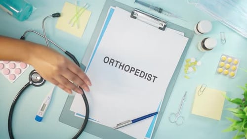 Orthopedist Writing on Clipboard in Medical Environment