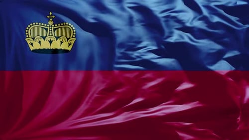 Liechtenstein Flag Waving Seamless Loop Realistic Motion Background