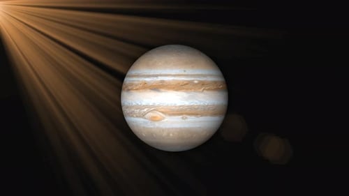 Girando o planeta Júpiter 3D em rotação fictícia e realista. vd 807