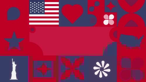 Geometric Pattern With Usa Flags Color Loop Background