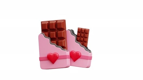 3d Animation Valentine Chocolate Bar Love Heart Sweet Dessert