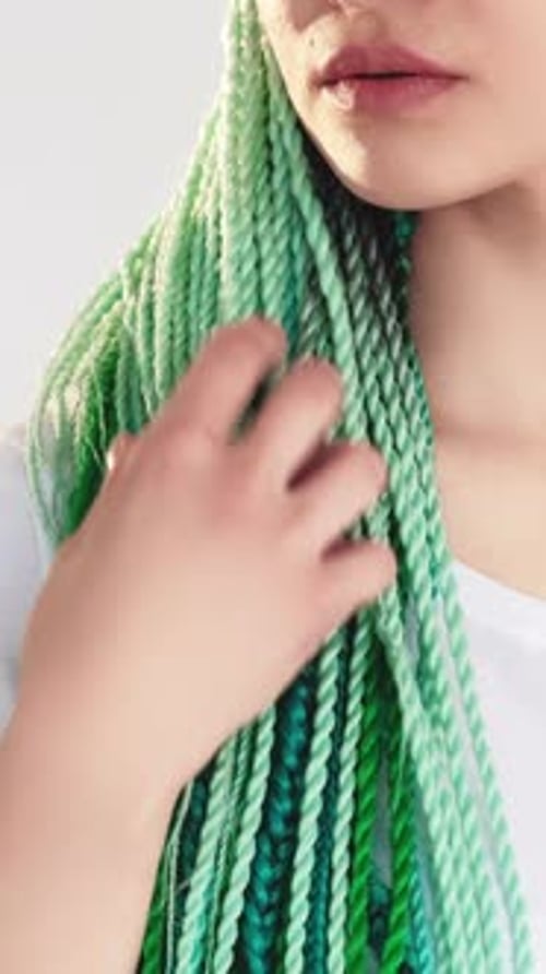 Coiffure brillante pour femme avec dreads ethniques verticaux