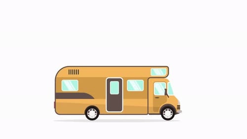 2D Campervan at Road Animation 4K
