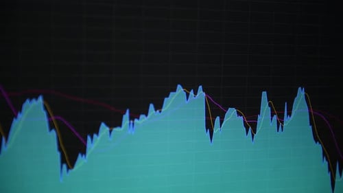 Stock market. Trading in the stock exchange. Moving graph, diagram