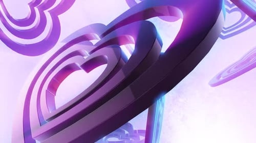 Animated 3D Glowing Hearts Romantic Background Loop