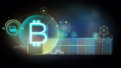 Futuristic Bitcoin Cryptocurrency Holographic UI Display