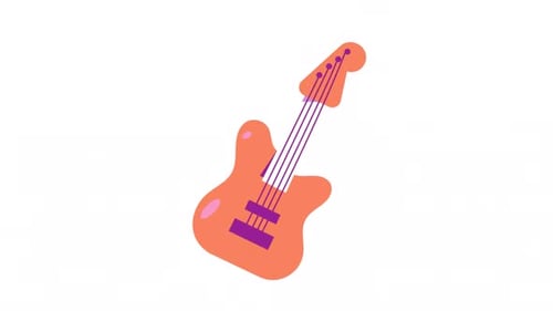 Animated Flat Design Electric Guitar Loop