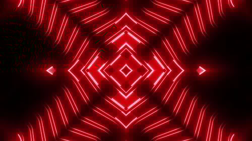 Dynamic red neon lines pulse and shift in abstract motion