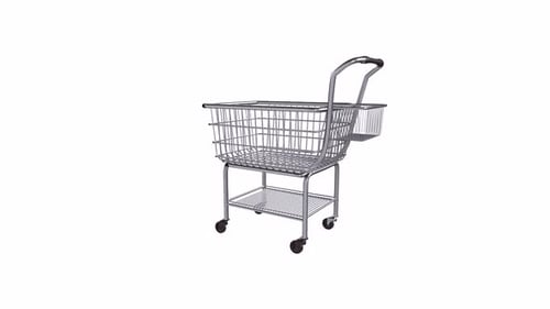 Shopping Cart rotating in loop on white background