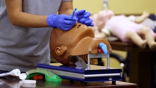 Training Mannequin Head Intubation in Medical Setting