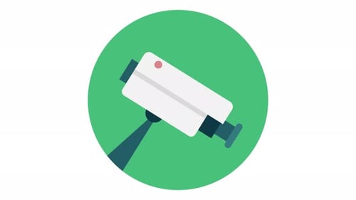 Animated Flat Design Security Camera Icon