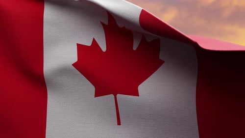 Seamlessly Waving Canadian Flag Realistic Animation
