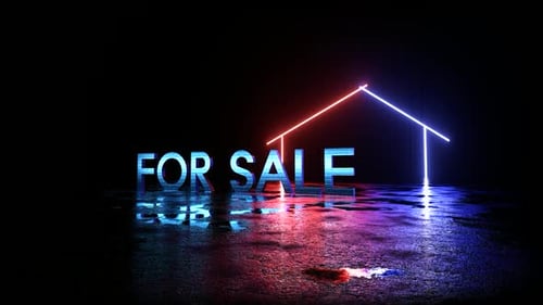 For Sale Neon Light Real Estate Intro