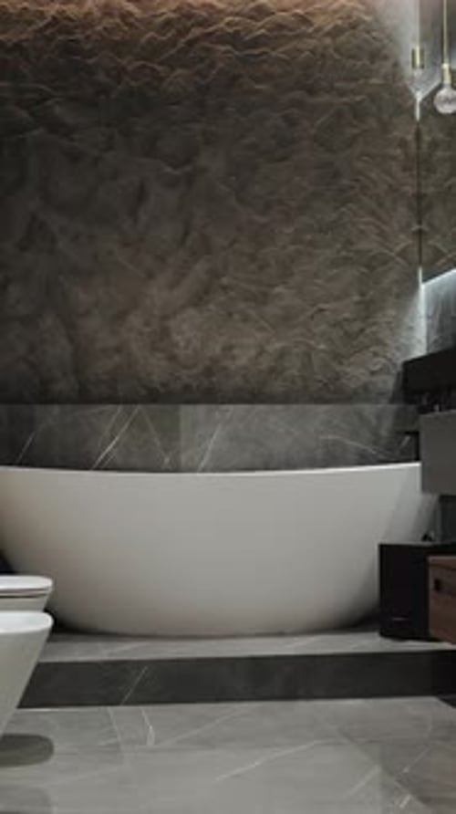 Modern Bathroom Interior with Sleek Freestanding Tub