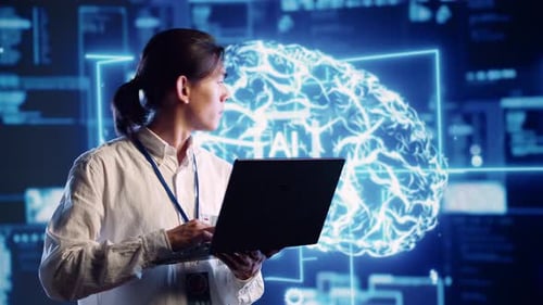 Young Adult Coding with AI Brain Display