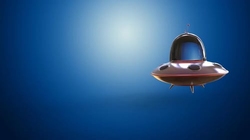 Cartoon UFO Flying Saucer Animation with Light Beam