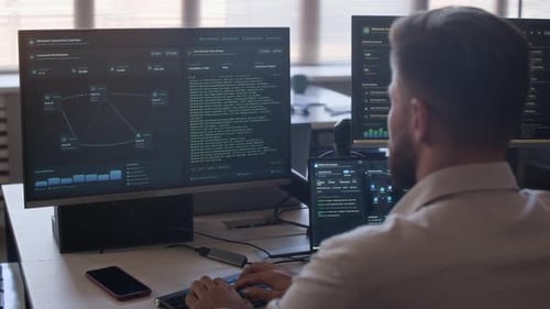 Specialist Managing Network System on Computer in Security Center