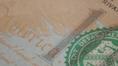 Unique dollar banknote design captured up close showcasing intricate details