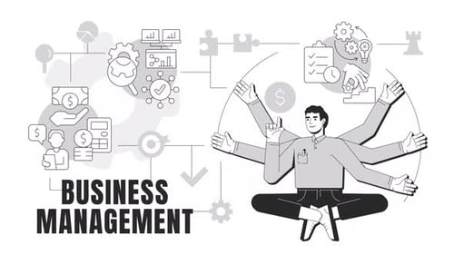 Business management line 2D banner animation
