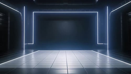 Futuristic Neon Light Logo Reveal in Dark Digital Room