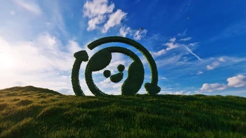 Green Eco Plant Logo Reveal on Grassy Hill