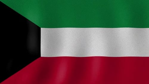 Seamless Looping Waving Flag of Kuwait with Fabric Texture