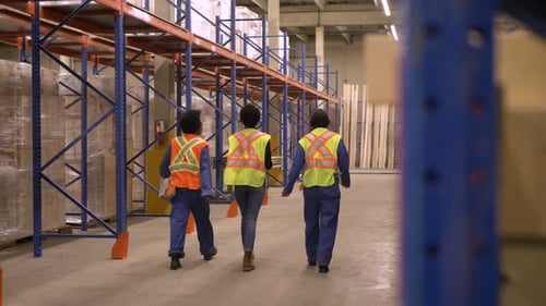 Of Workers Walking Together in Distribution Warehouse