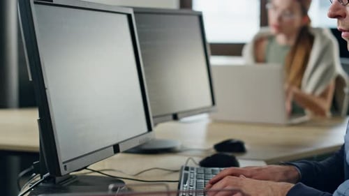 Engineer Hands Typing Computer Closeup Professional Software Developer Coding
