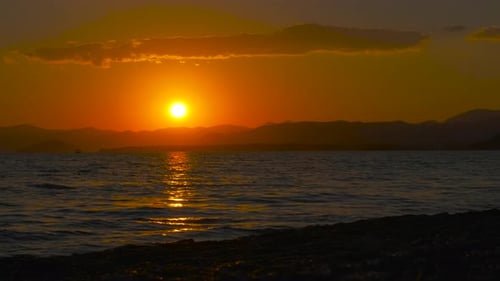 Ocean Island Silhouette During Nightfall