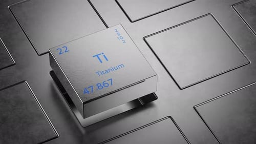3D Animated Titanium Element Block for Science and Technology