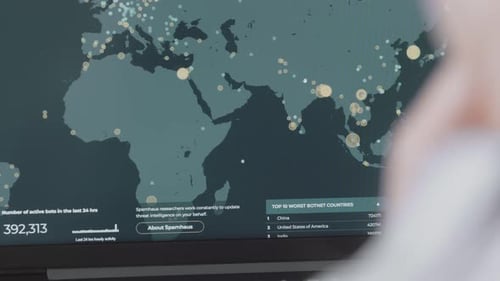 Cybersecurity Botnet Threat Intelligence on a Digital World Map